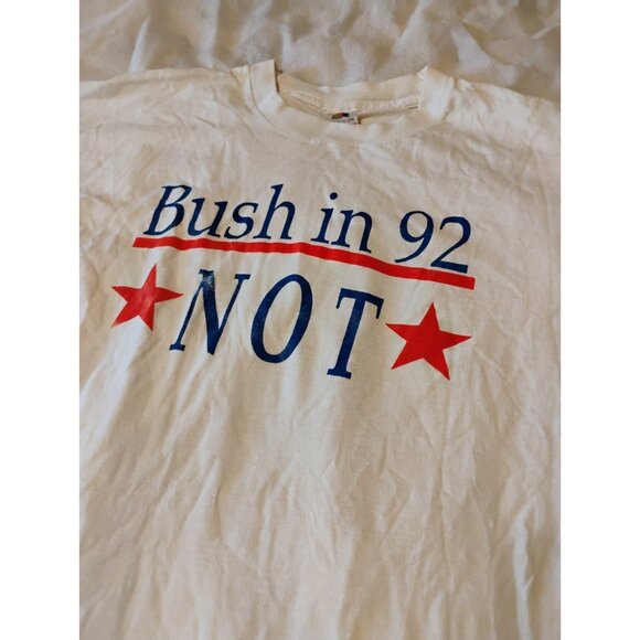 Mens Vintage "Bush In 92 NOT" Tee White Size XL Single Stitch - Picture 1 of 6